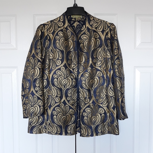 Sigrid Olsen Signature Open Front Blazer Coat Jacket Indigo Combo NWT size M - Picture 2 of 13